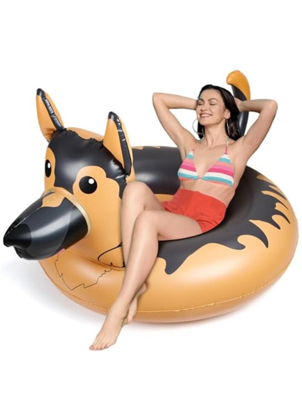 Inflatable Dog Pool Float Adult Swimming Ring Yellow Puppy Tube Summer Pool Toy